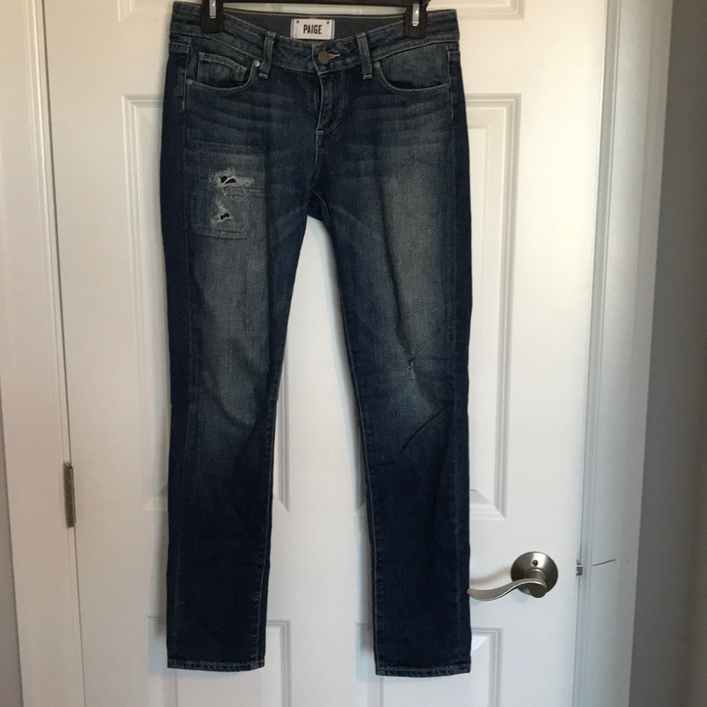 Paige skyline ankle peg reinforced distressed jean